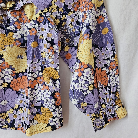 Crewcuts Blouse Girls Small NWT Floral Peasant Ruffle Spring Fall School - Picture 4 of 8